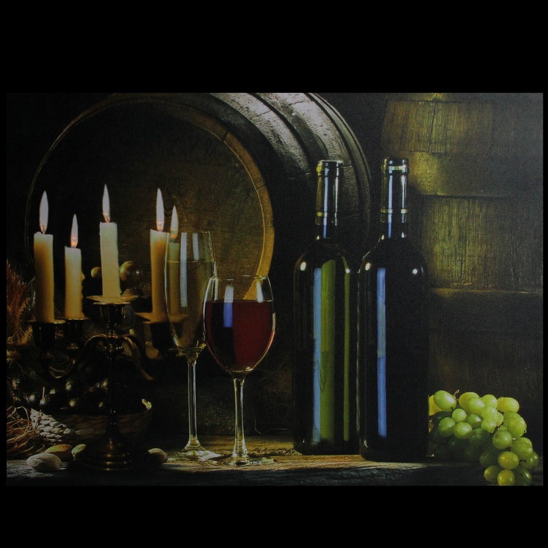 Northlight 15.75" LED Lighted Flickering Candles and Wine Canvas Wall
