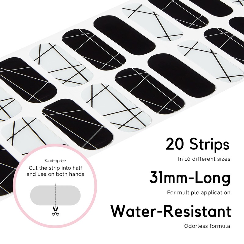 NAILOG Semi-Cured Gel Nail Strips, 20 Extra-Long Nail Stickers, Salon-Quality