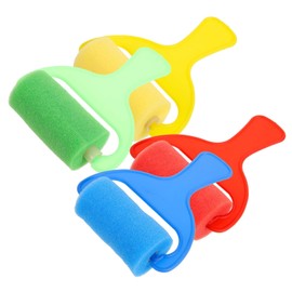 DOITOOL Juego De 4 Rodillos De Pintura De Esponja para Niños con Mango Antideslizante Herramientas De Arte para Dibujo Manualidades Y Pintura Creativa Fácil