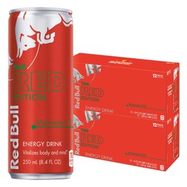 Red Bull Red Edition Energy Drink, Watermelon, with 80mg Caffeine plus Taurine & B Vitamins, 8.4 Fl Oz, 2 Packs of 12 Cans (Pack of 24)