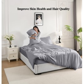 bienDo Bamboo Fitted Sheet, Small Double / 4ft, Grey, Vegan Silk, Cooling, Hypoallergenic, Soft & Cooling, 35cm Deep Sheet for 3/4 Bed, 400TC, All Around Elastic Band (Only Bottom Sheet Included)