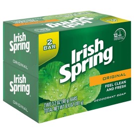 Irish Spring Original Bar Deodorant Soap 3.20 oz Long Lasting Smells GREAT 2pk