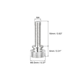 sourcing map Knurled Thumb Screws, M4x16mm Brass Shoulder Bolts Grip Knobs Fasteners, Nickel Plated 10Pcs