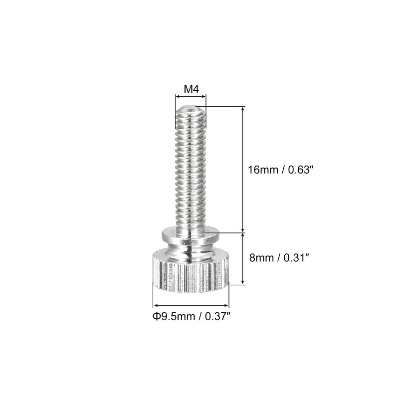 sourcing map Knurled Thumb Screws, M4x16mm Brass Shoulder Bolts Grip