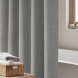 Seenus Linen Look Country Rustic Fabric Shower Curtain Grey, Heavy Duty Faux Linen Textured Shower Curtain Water-Resistant, 72 x 72 Inch Natural Gray Hotel Bathroom Shower Curtains Machine Washable