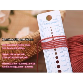 Merino Wool Yarn, Superwash Anti-Pilling, Sport Weight, for Knitting and Crocheting DIY Scarf Sweaters, 3.52 oz/100 g, (Per Skein 1.76 oz 150 Yards)-Light Gray