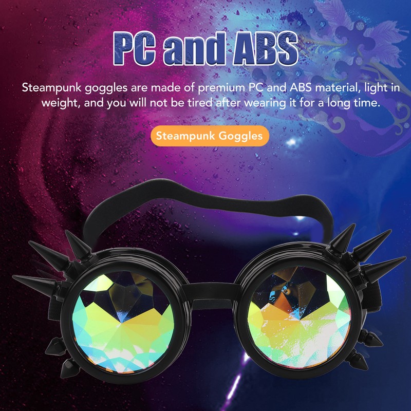Steampunk Goggles Retro PC ABS with Elastic Band Kaleidoscope Rave