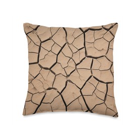 Dry Cracked Ground Design Throw Pillow