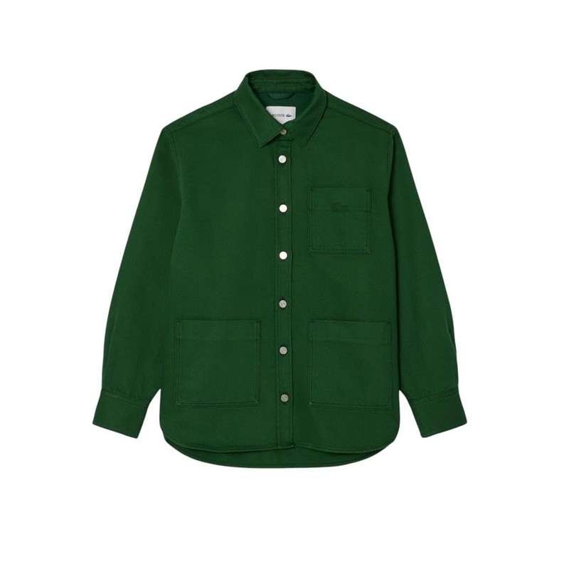 Lacoste Women's Relaxed Fit Denim Overshirt, Green, 10