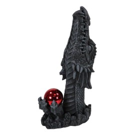 Ebros Gift Mythical Fire Breathing Vertical Dragon Head Tower Rising Out of Volcanic Rock Holding Red Orb Sculptural Incense Holder Burner Figurine Dungeons and Dragons Accent