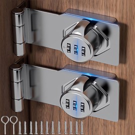90 Degree Lock, 4.5inch 90 Degree Barn Door Lock Cabinet Password Rotary Hasp Locks - Right Angle Gate Door Lock - Household Security Combination Latch Lock for Fences, Gardens, Shed Door Silver 2Pack