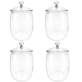 AIHSUMC 4 Pcs Candy Cookie Jar, Clear Plastic Jars with Lids Apothecary Jars Candy Buffet Storage Containers Airtight Food Canister Home Organization for Kitchen Laundry and Party (74 oz/ 2.2L)