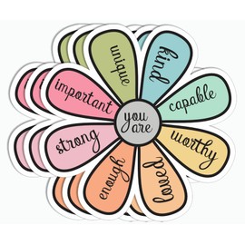 3Pcs - You are Capable Sticker - Flower Sticker - Motivational Cute Sticker - Encourage Sticker - Sticker for Laptop Tumbler Notebook