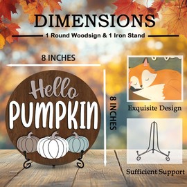 patcate Fall Desk Decor, 8 Inch Hello Pumpkin Autumn Table Centerpieces, Thanksgiving Gifts for Home Farmhouse Decorations - A09