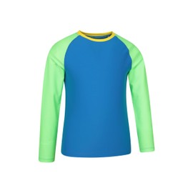 Mountain Warehouse Kids Rash Vest - UV Protection Rash Guard, Long Sleeves Childrens Rash Shirt, Flat Seams, Quick Drying, Stretch Fabric - Ideal for Swimming, Cobalt Kids Size 11-12 Years