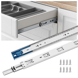 goldenwarm 1 Pair Soft Close Drawer Slides 24 Inch – Heavy Duty Full Extension Drawer Glides, Ball Bearing Side Mount Cabinet Rails, 100 LB Capacity Smooth Quiet Close for Kitchen Furniture Drawers