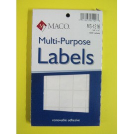 Maco, All Purpose Label, MS-1216, Self Sticking Adhesive, White, 3/4" x 1", 1000/Package Sold in Units of 2 Packages