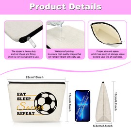 Soccer Gifts for Teen Girl Women Cosmetic Bag Appreciation Gift for Soccer Coach Team Mom Footabell Lover Gift Makeup Bag Graduation Birthday Gifts for Daughter Sister Friend Bff Football Fans