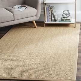 SAFAVIEH Natural Fiber Collection Area Rug - 5' x 7', Maize & Linen, Sisal, Ideal for Living Room, Bedroom, Home Office, Dining Space (NF141B-57)