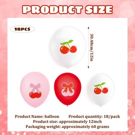 18PCS Cherry Balloons, Red and Pink Balloons for Cherry Birthday Decorations, Birthday Decorations, Summer Party, Wedding, Valentine's Day Celebration