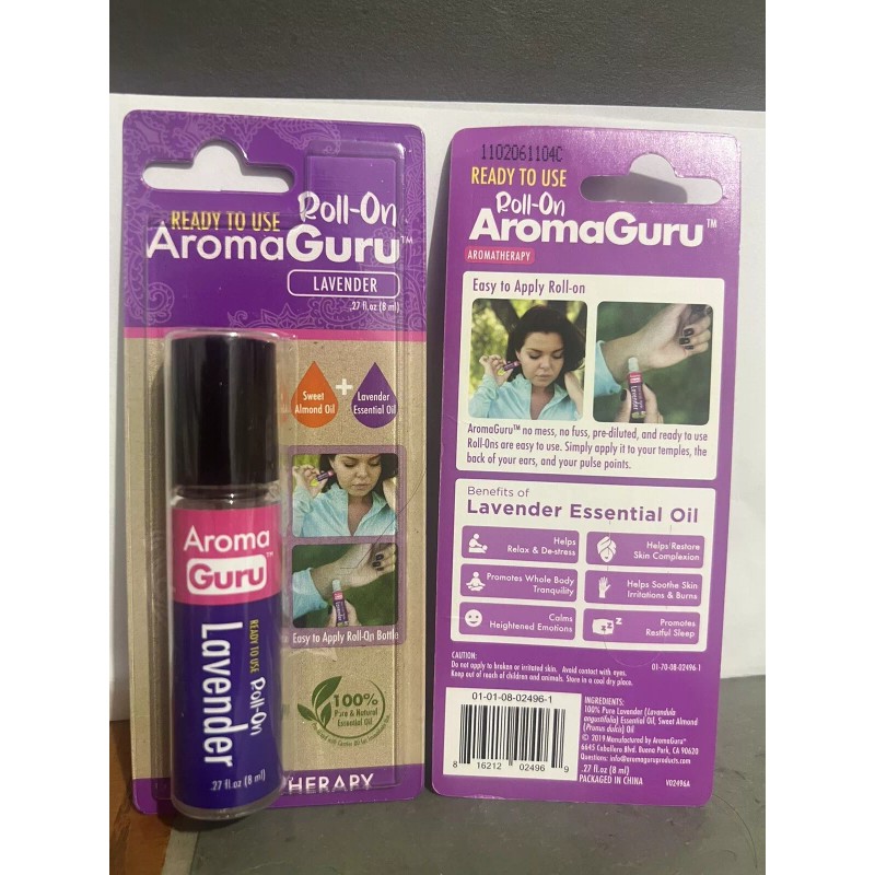 AromaGuru Roll-on Lavender Essential Oils Aromatherapy 100% Natural-Ready To use