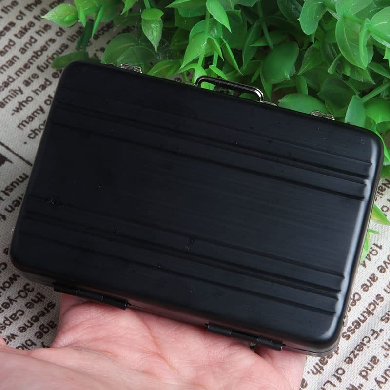 Opexicos 2Pcs Lock Box Modeling Suitcase Aluminum Metal Business Card