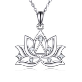 JERWLI Sobriety Necklace 925 Sterling Silver AA Necklace Recovery Symbol Lotus Jewelry Gift for Women