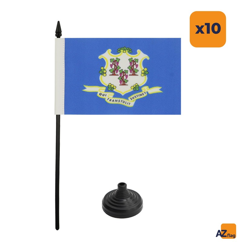 AZ FLAG 10 Connecticut Table Flags - 6" x 4"