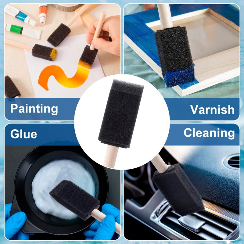 Lekgavd 5pcs 1" Foam Brushes for Painting, Sponge Paint Brushes
