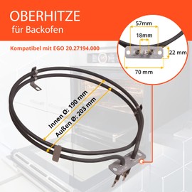 VIOKS Stove Heating Element 2400 W 230 V Replacement for EGO 20.27194.000 Juno AEG 1250249216003 Heating Coil Oven - Oven Spiral / Ring Heating Oven Bauknecht Electrolux Juno