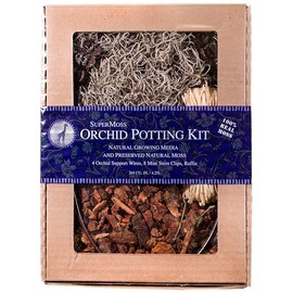 SuperMoss (90444 Orchid Potting Kit, Complete Orchid Care Set with Preserved Moss, Orchid Bark, Floral Clips and Stakes, 120 Cu. in., Spanish Moss, Natural