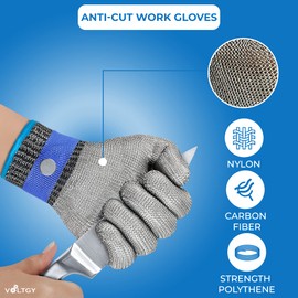 VoltGY Level 5 Cut Resistant Work Gloves Butcher Protection and Safety Stainless Steel (S)