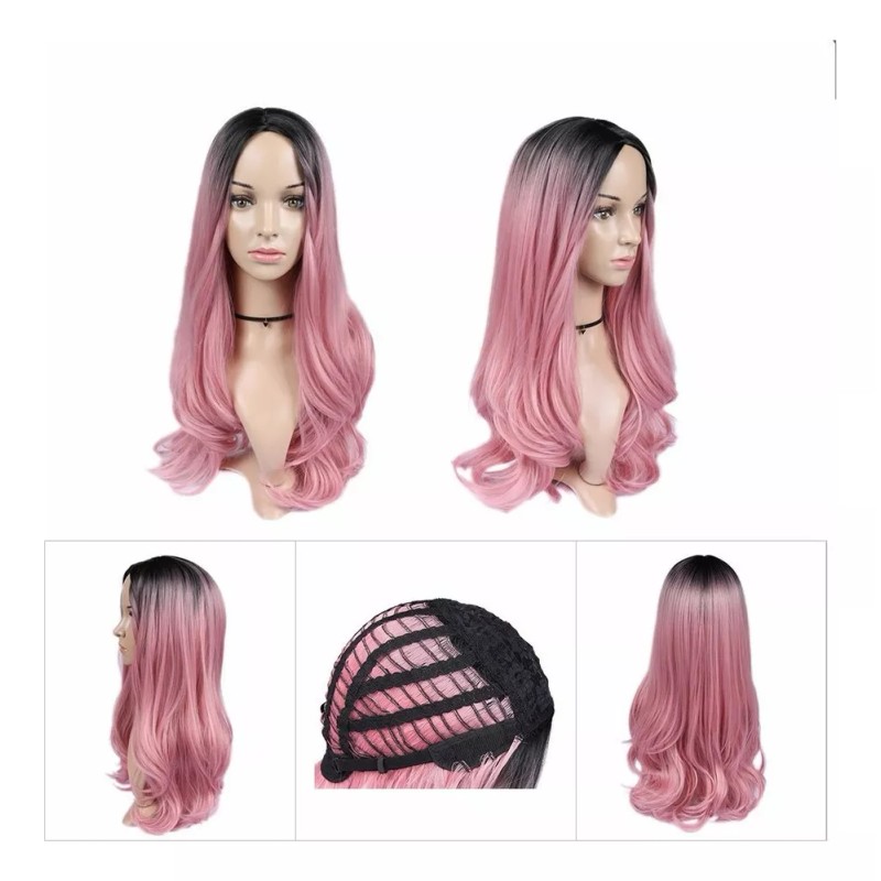generic A Peluca Moderna De Cabello Natural, Color Rosa