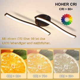 Homefire Ceiling Light Living Room LED Ceiling Light Bedroom: Modern Bedroom Lamp Black 12 W Living Room Lamp 3000 K Waves Design Kitchen Lamp Indoor Warm White Ceiling Lighting for Hallway Kitchen