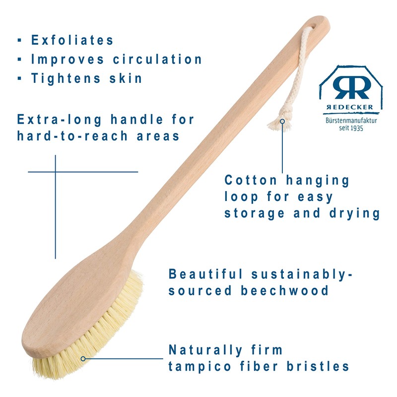 REDECKER Bath Brush with Tampico Fiber Bristles and Oiled Beechwood