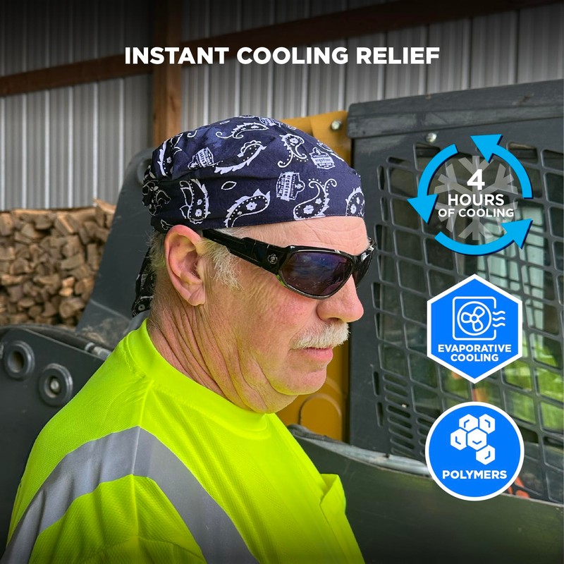 Ergodyne Chill-Its 6710 Evaporative Polymer Cooling Dew Rag, 2-Pack