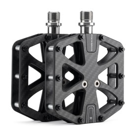 ROCKBROS Mountain Bike Pedals Carbon Fiber 3 Bearing Lightweight Road Bicycle Pedals Non-Slip 9/16" Wide Flat Pedals