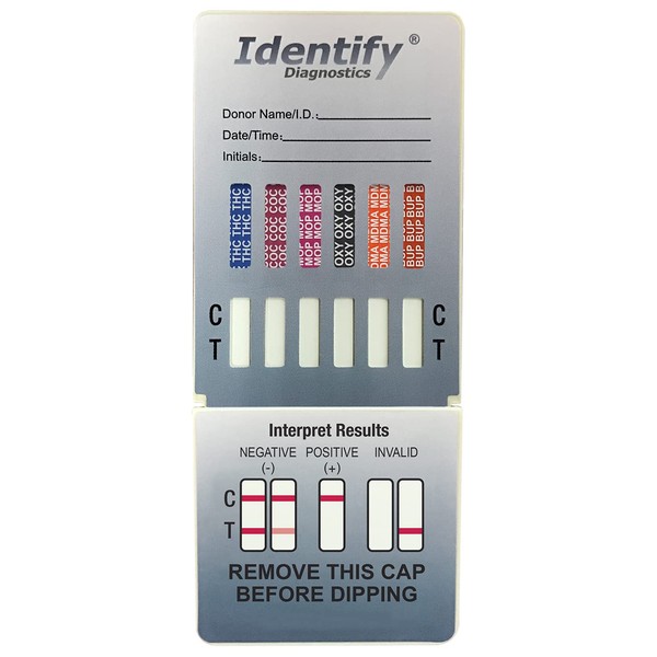 5 Pack Identify Diagnostics 12 Panel Drug Test Dip - Testing Instantly for 12 Different Drugs THC50, COC, MOP, OXY, MDMA, BUP, AMP, BAR, BZO, MET, MTD, PCP ID-CP12-DIP (5)