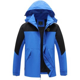 GIISAM Chaqueta Impermeable Para Hombre Con Sombrero, Mens Waterproof Lightweight Rain Jackets Blue Hooded Windbreaker