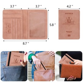 Passport Holder Cover Wallet for Men and Women, RFID Blocking Leather Card Slots PU Leather Card Holder Passport Case Travel Documents Organizer and Protector - Pink