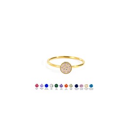GlameVibe Birthstone Rings For Women, 14K Gold Round Stackable Cubic Zirconia Stainless Steel Birth Stone Ring To My Daughter/Mom Birthday Unique Gifts Jewelry (10-GOLD-October, 7)