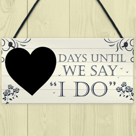 RED OCEAN Wedding Countdown I DO Chalkboard Hanging Plaque Sign Engagement Gift Fiance Mr & Mrs