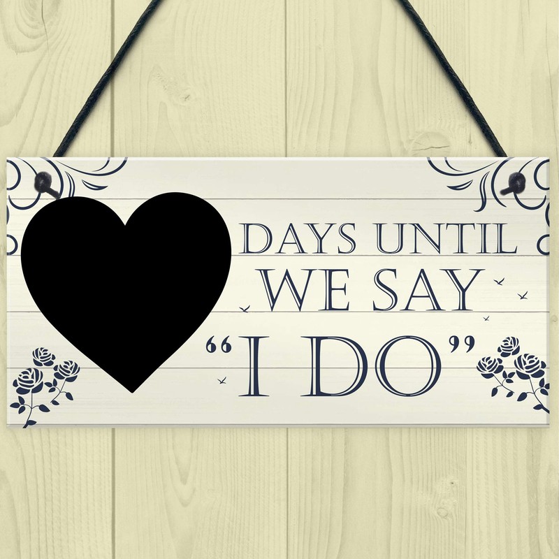 RED OCEAN Wedding Countdown I DO Chalkboard Hanging Plaque Sign