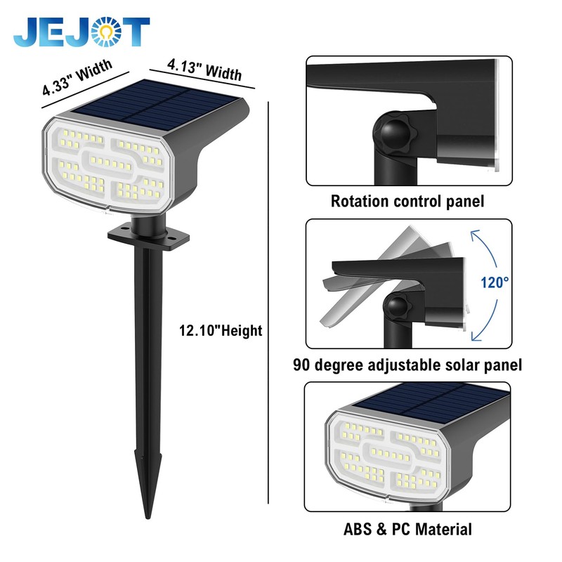 JEJOT Solar Spot Lights Outdoor Waterproof IP65,6 Pack,2CCT(3000K/6500K), Super Bright