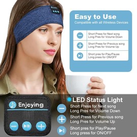 Bluetooth-Schlafmaske mit Kopfhörern für Damen und Herren – Kabellose Schlafbrille für Reisen, Mittagsschlaf, Meditation & Entspannung – Schlafband mit Musik (Blau)