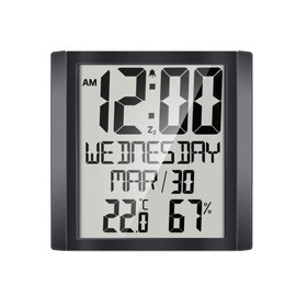 Eacam Digital Wall Clock with Temperature & Humidity 8.6'' Large Display Time/Date/Week Alarm Clock & Snooze ℃/ ℉ Selectable Indoor Thermo-hygrometer Accurate Weather Monitor for Home Office