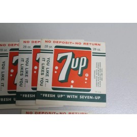 7 Up Lot of 10 7up Label 28 Oz Great Condition Never Used Original
