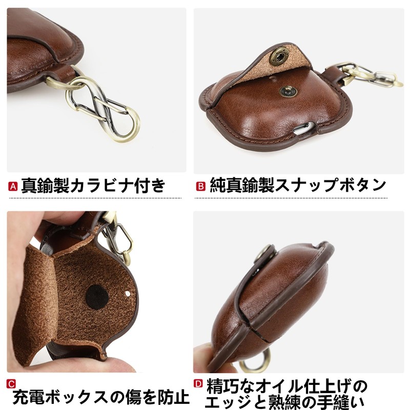 Contact's family Leather Protective Case for Airpods 4 - Wireless/Wired