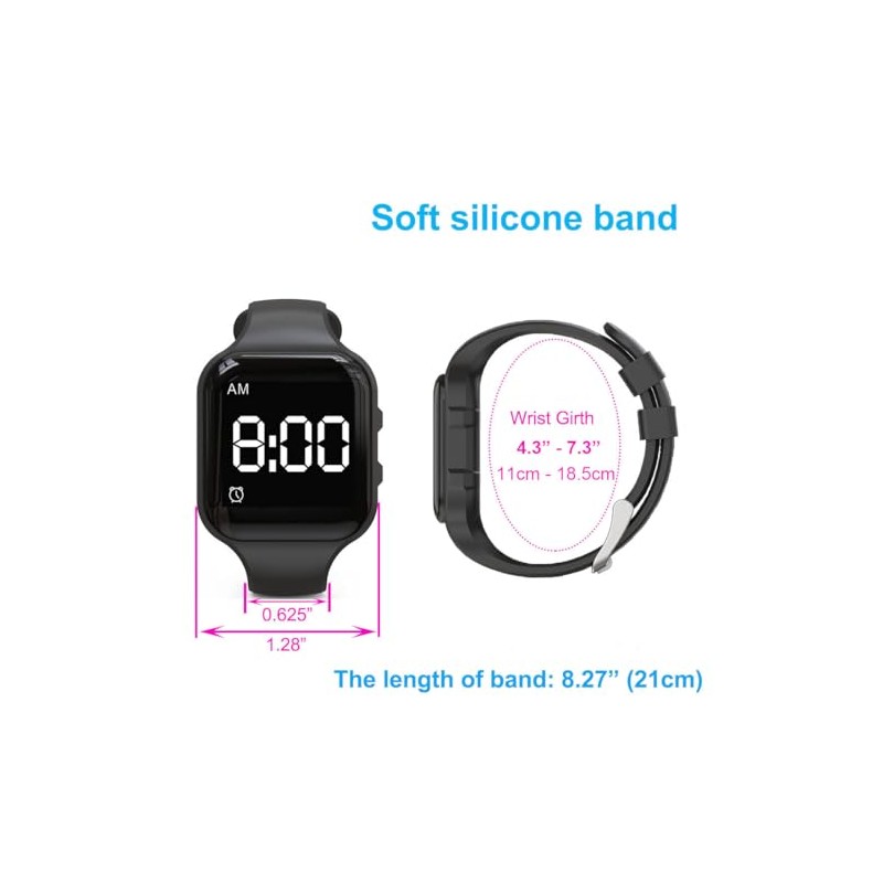 Vibrating Alarm Watch Water Resistant Wake Up Wristband Silent Pill
