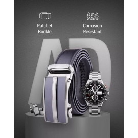 Access Denied Microfiber Leather Mens Ratchet Belts For Men Adjustable Fit Automatic Buckle - Black